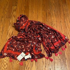 Kate spade floral scarf with tassels